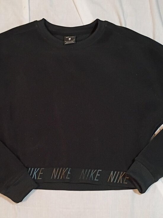 Nike Tops - Nike/Crewneck Sweatshirt/Womens S/Black Dri-FIT Cropped Athleisure Logo Waistban
